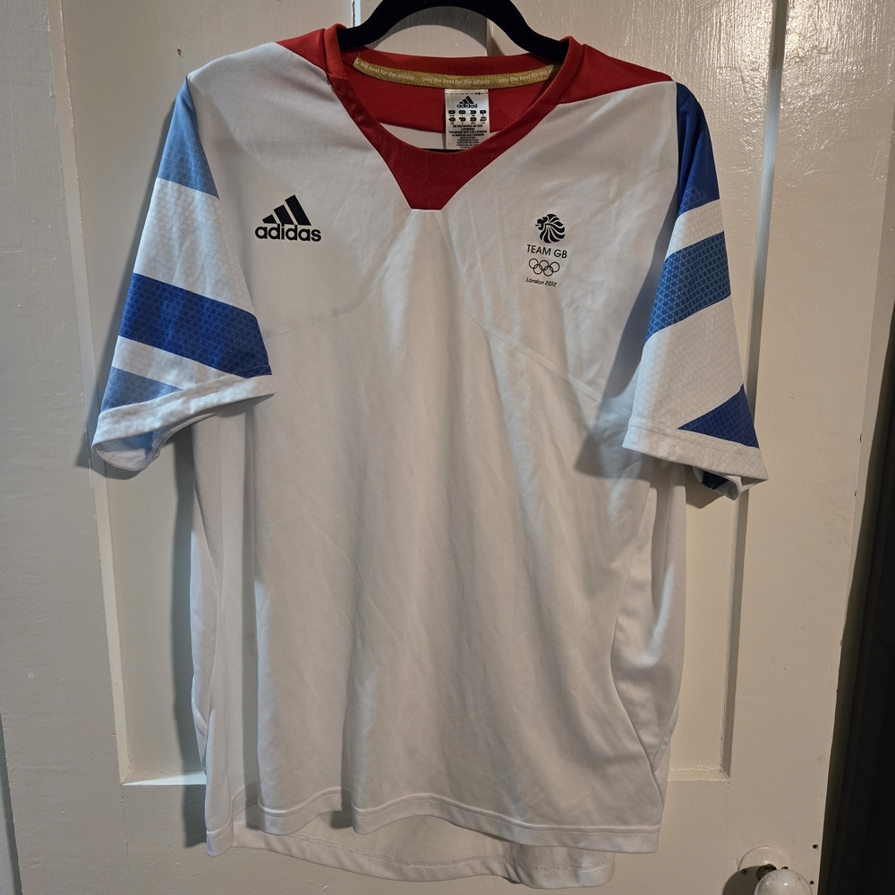 Adidas White and Blue Men's Olympic‎ Jersey